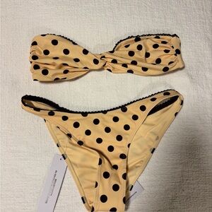 Princess Polly Yellow Polka Dot Bikini Set with Black Dots